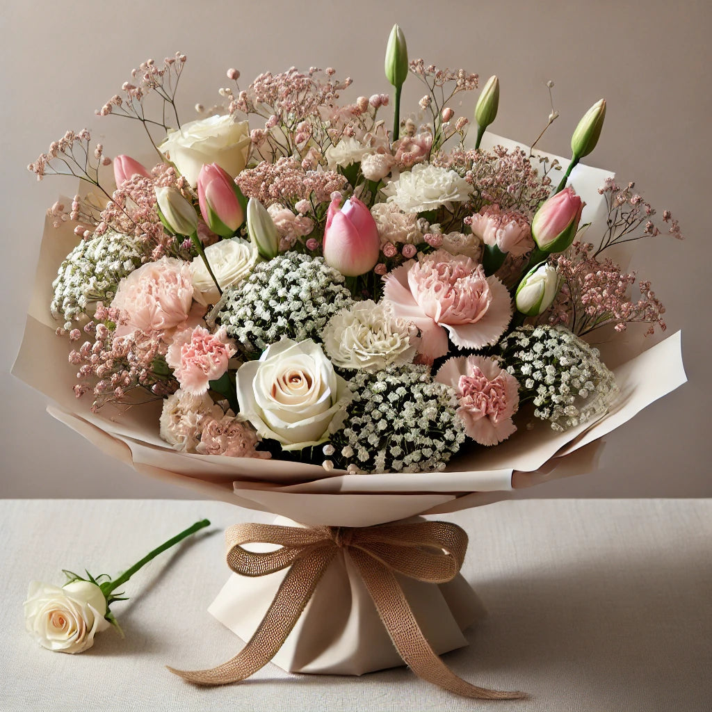 BOUQUET ST-VALENTIN - LE RAISONNABLE - blanc et rose